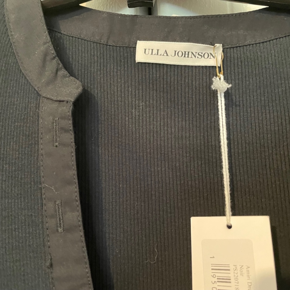 Ulla Johnson black 100% cotton dress with puff sleeves, tiered, sz. M, NWT, mint - Picture 6 of 7